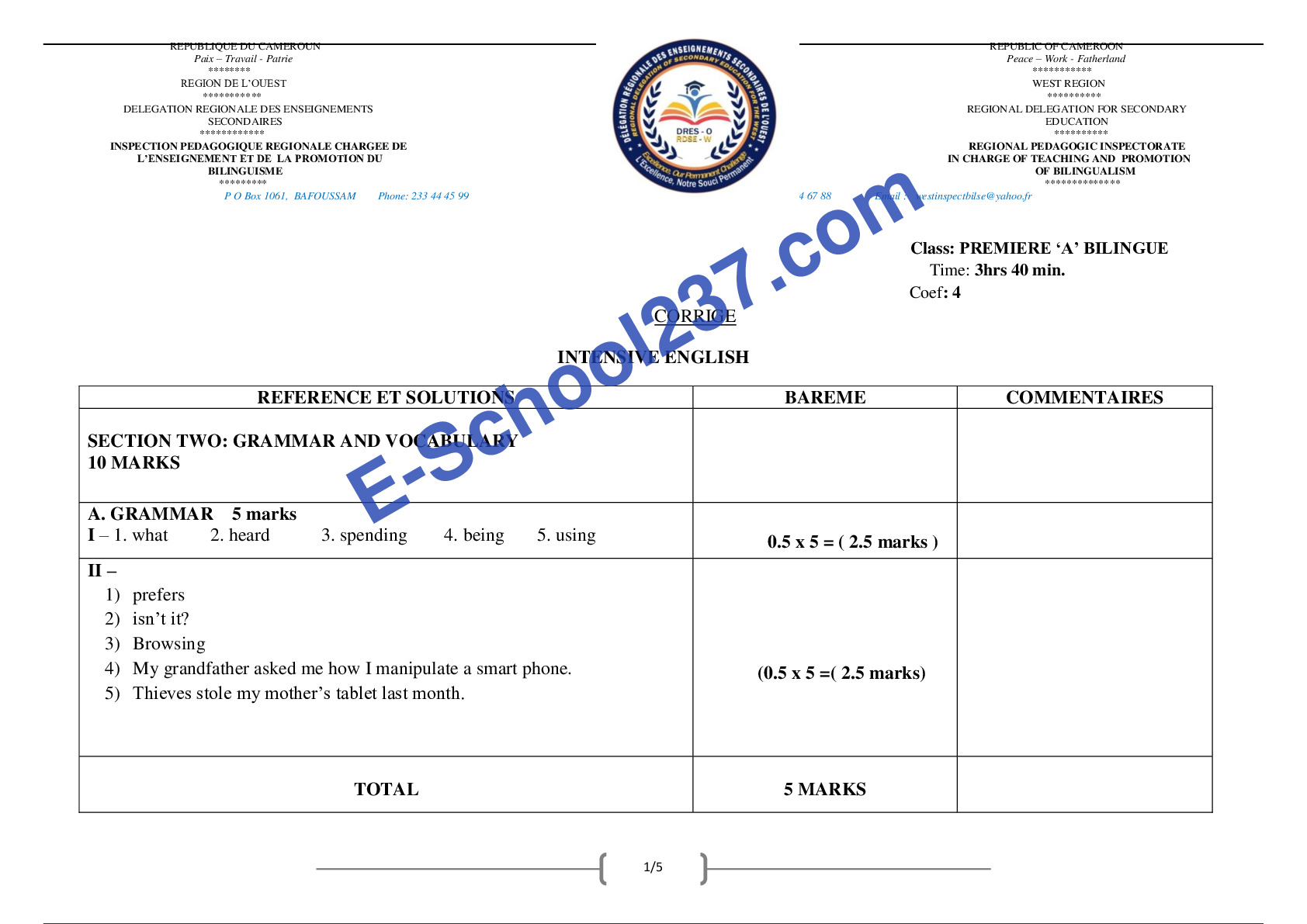 DRES-OUEST_CORRIGE ÉPREUVE D'ANGLAIS PA4 N⁰5